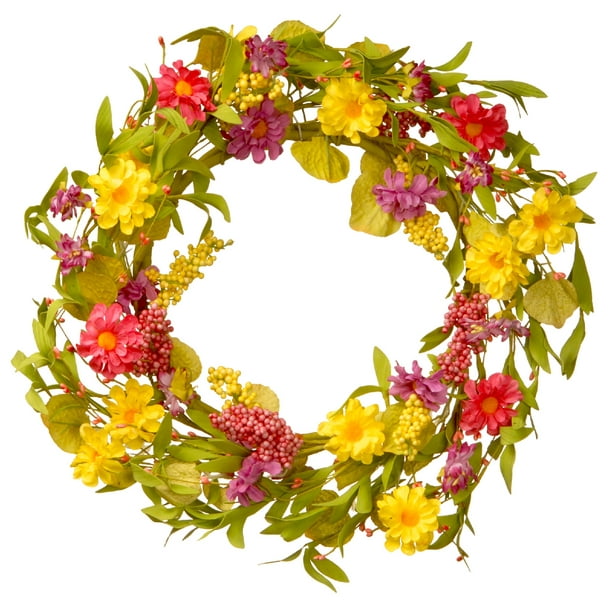 National Tree 20 Spring Flowers Wreath Green 